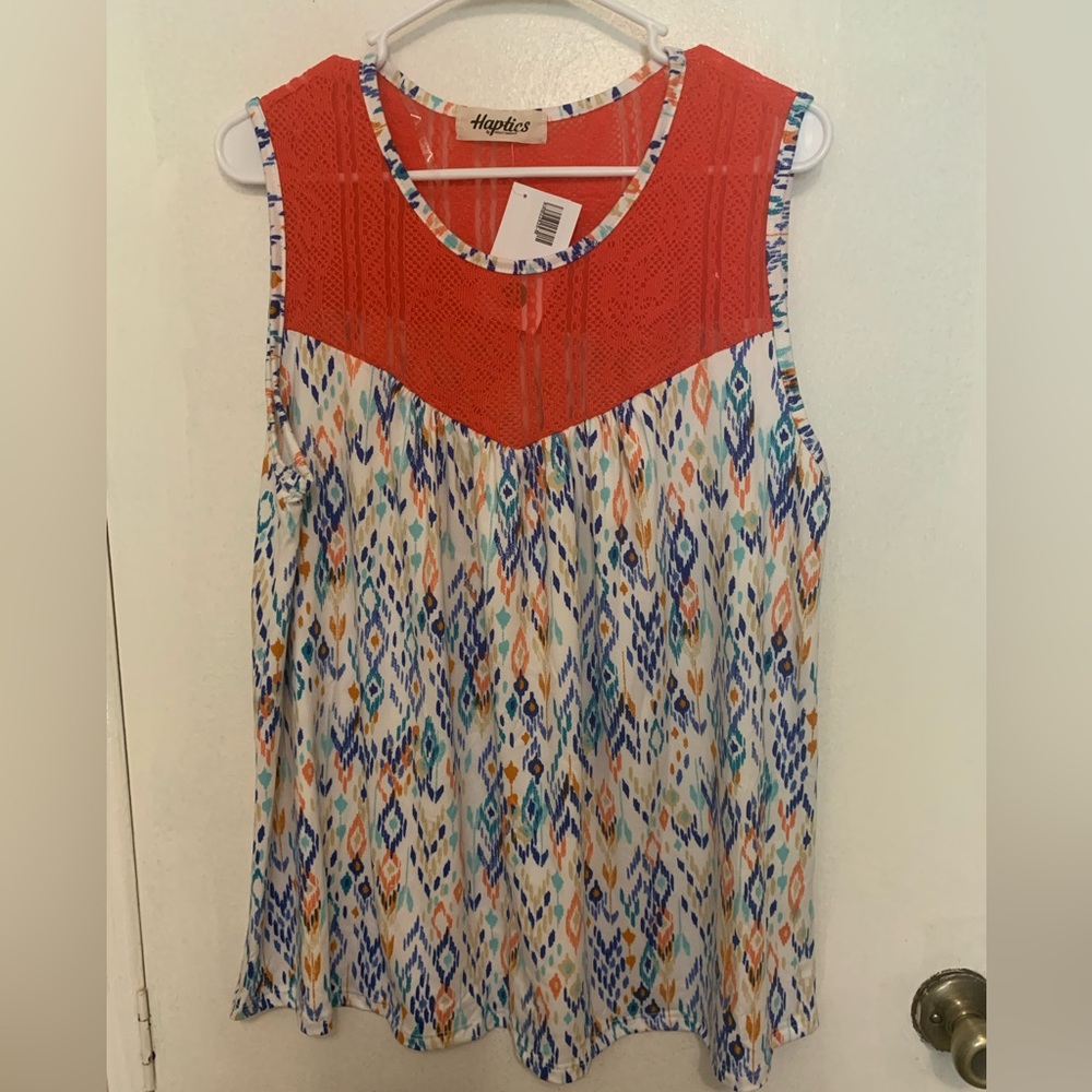 NWT Haptics Sleeveless Top with lace , size M